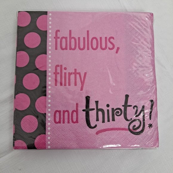 30th Birthday Party Napkins Fabulous Flirty And Thirty Pink Black 16 Count - Picture 1 of 6